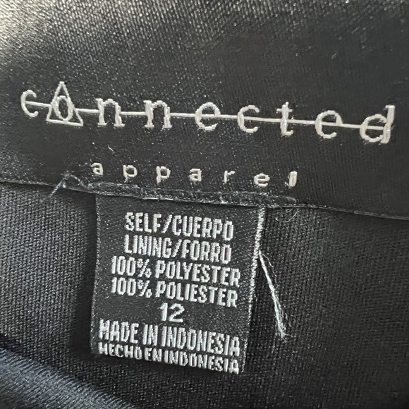 Y2K Connected Apparel Slip Dress Womens 12 Black Square Neck Cocktail Midi - Picture 4 of 9